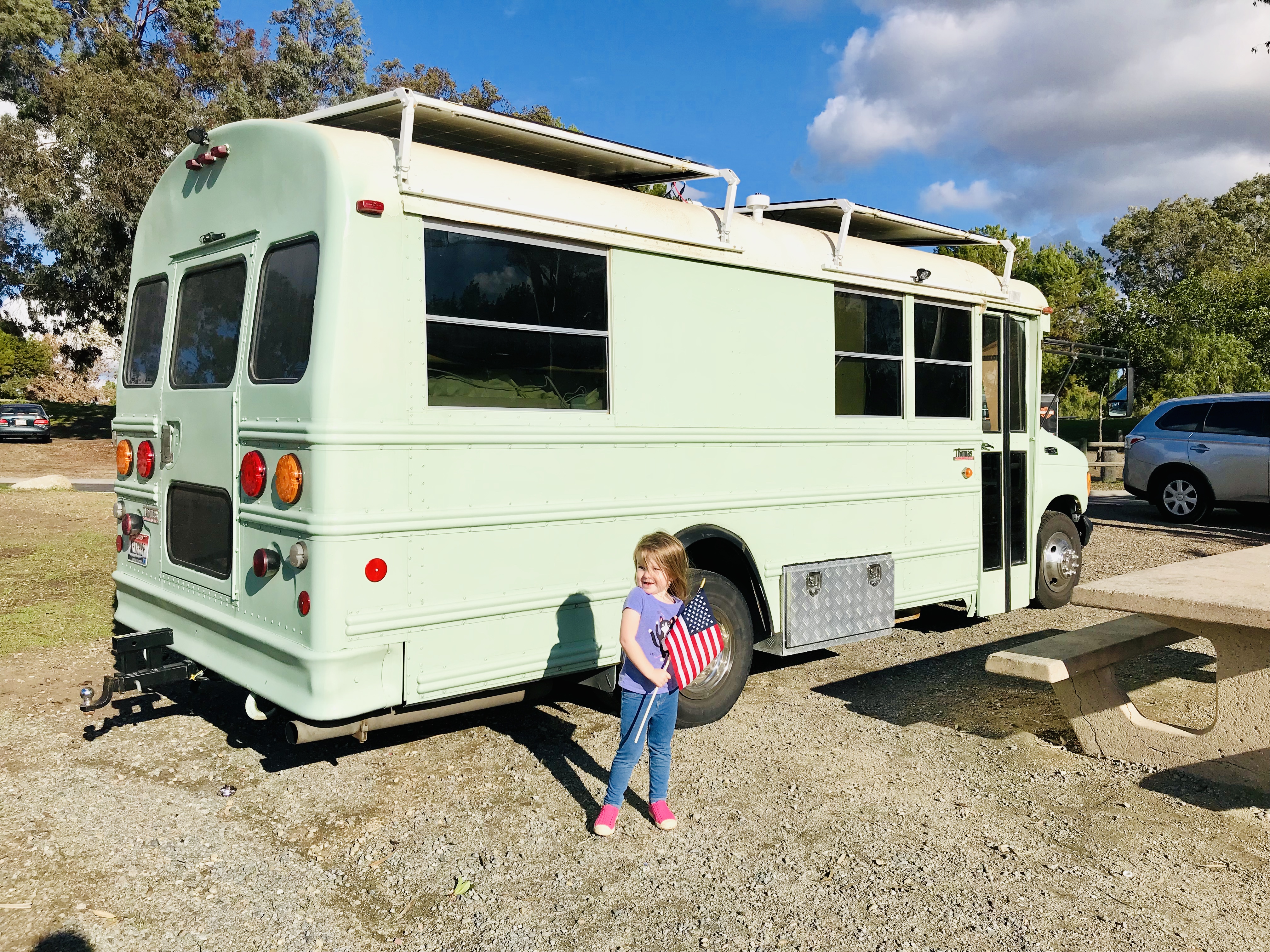 A 2002 school bus, converted by hand